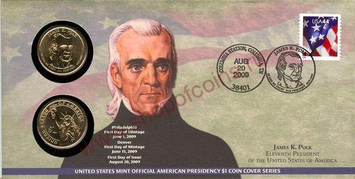 2009 James K. Polk $1 Coin Cover (2 , ) 