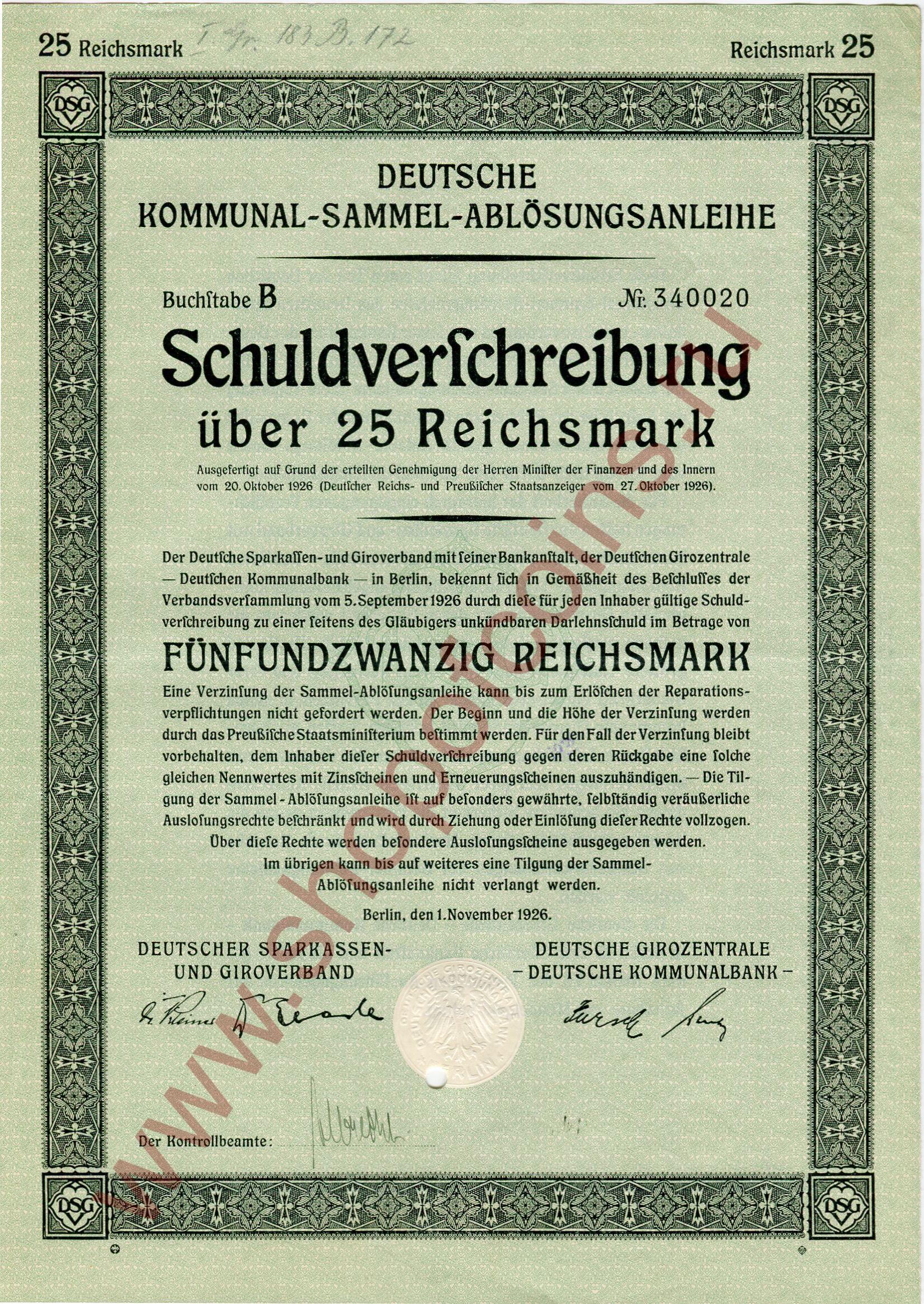 25  1926 - Deutsche Kommunalbank ( B)