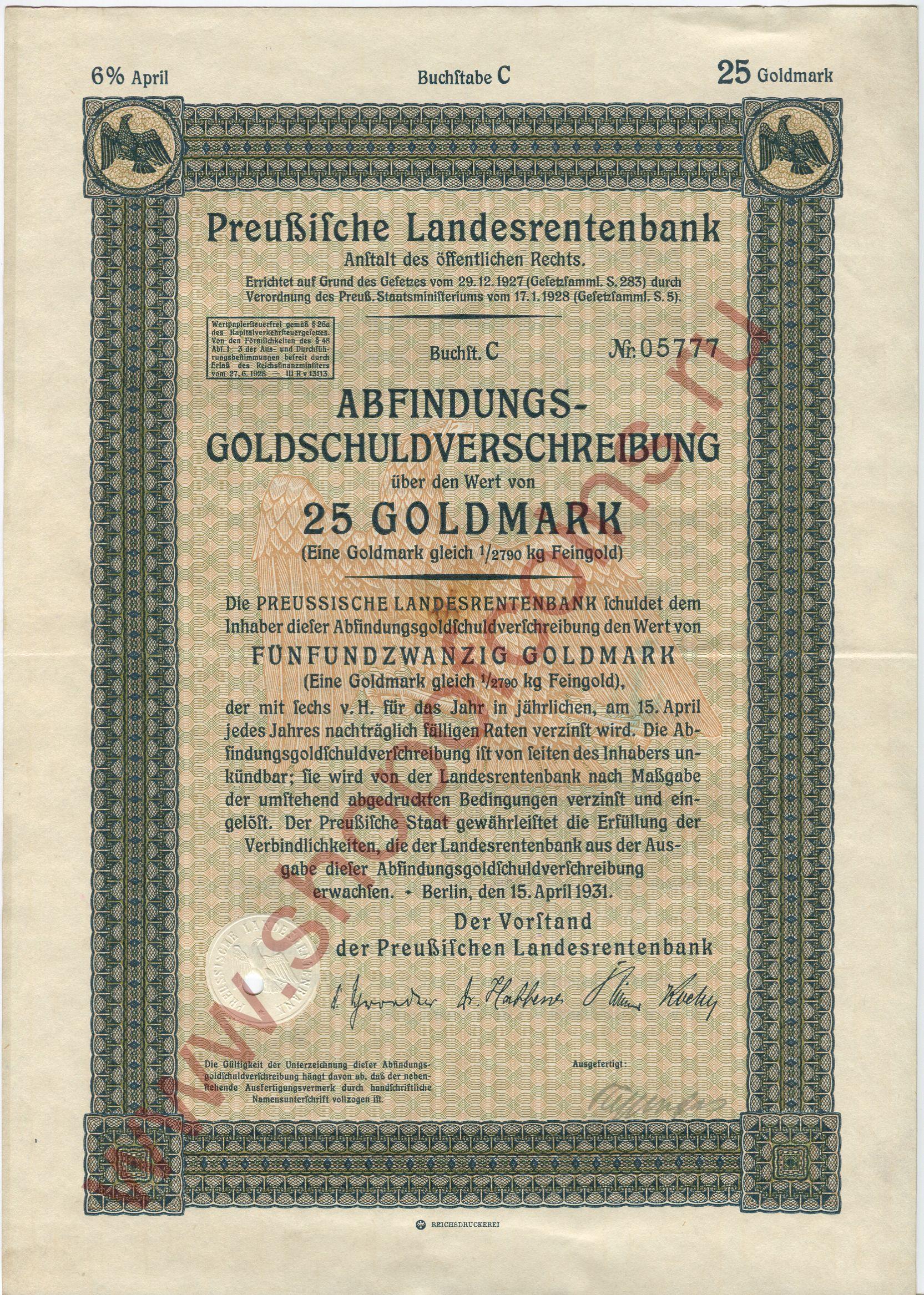 20   1931 - Preussische Landesrentenbank ( C)