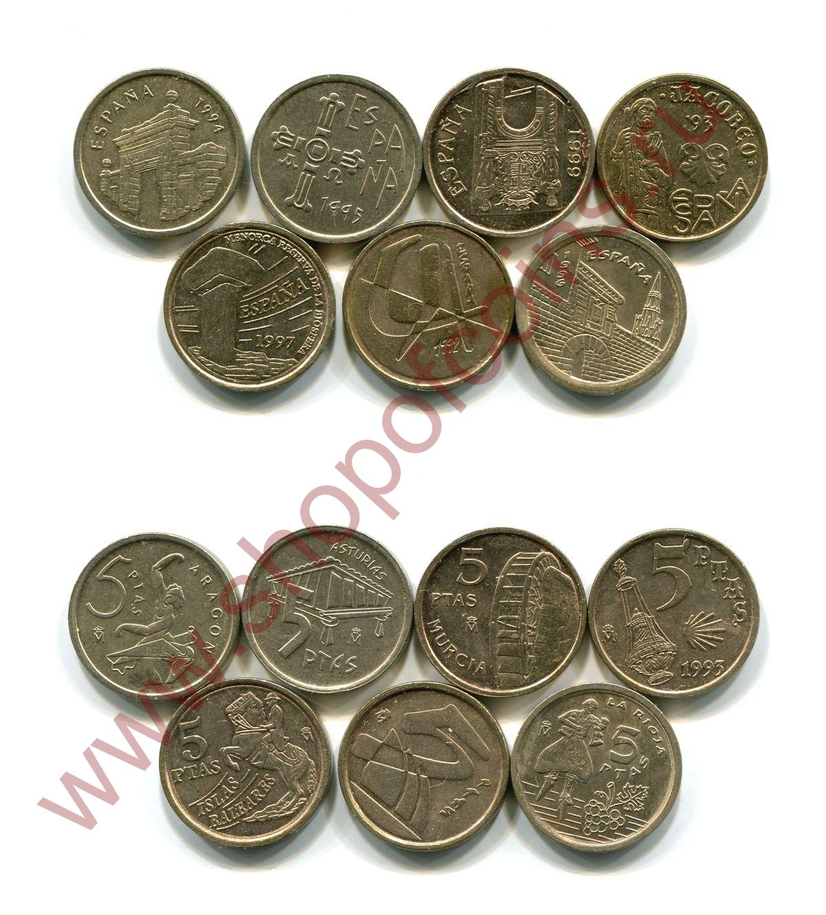 Испания 1992 - 1999, 7 монет 5 песет