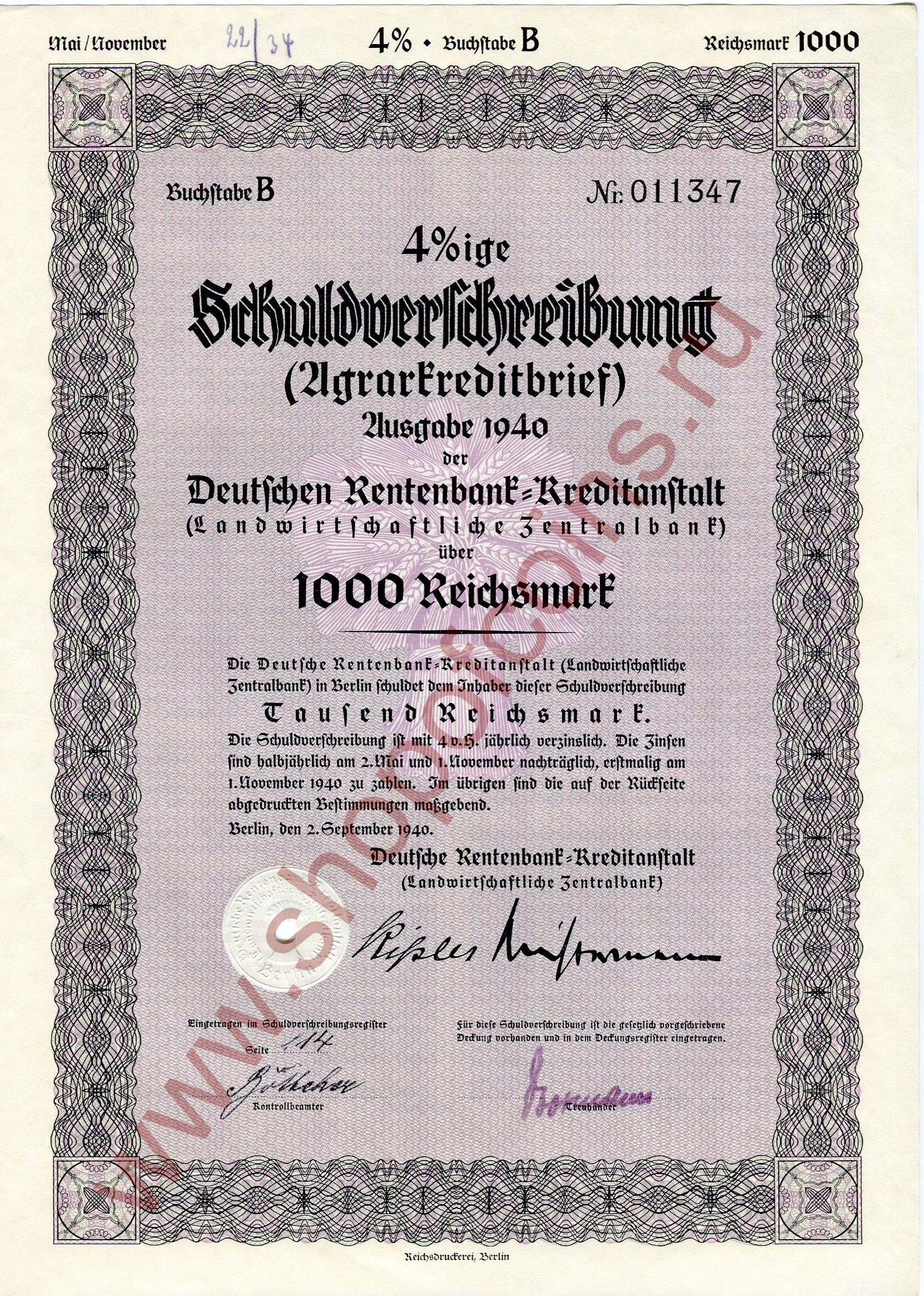 1000  1940 - RentenBank ( B)
